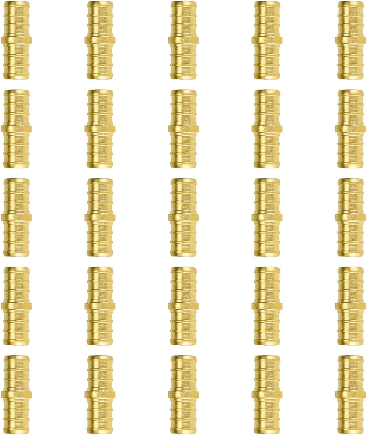 SUNGATOR(25-Pack) 1/2 Inch PEX Straight Coupling, Brass Coupler Crimp Fittings, No Lead