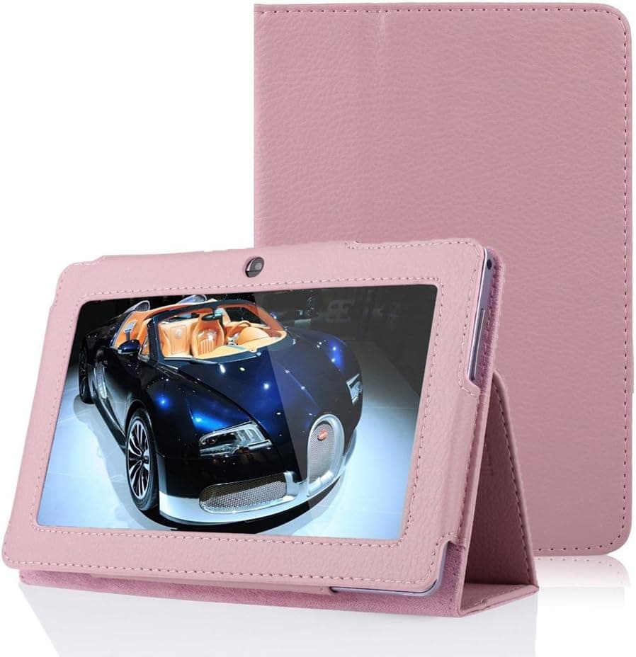 Slim Fit Folio Stand Leather Case Cover for Q88 7 Inch Android Tablet Pc (Pink)