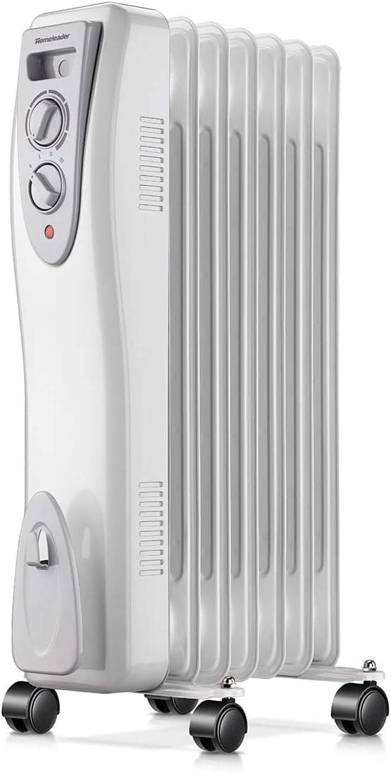 Homeleader 1500W Oil Heater Portable Space Heater, Electric Heater for Home and Office, Electric Oil Filled Radiator Heater, White