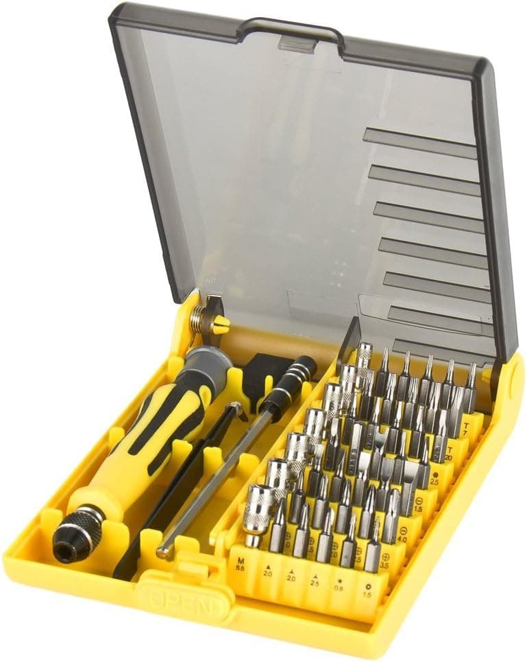 Showpin(TM) 45 in 1 Professional Portable Opening Tool Compact Screwdriver Kit Set with Tweezers & Extension Shaft for Precise Repair or Maintenance(A)
