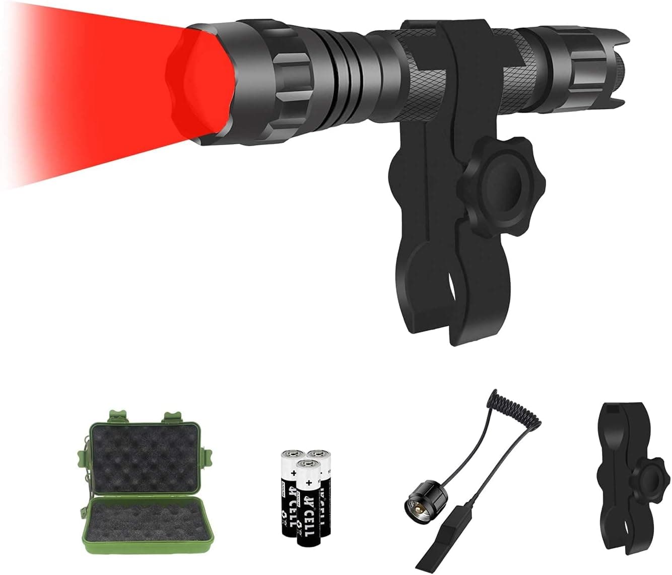 Red LED Flashlight Dimmable Hunting Torch Light with Pressure Switch for Night Vision Hunting