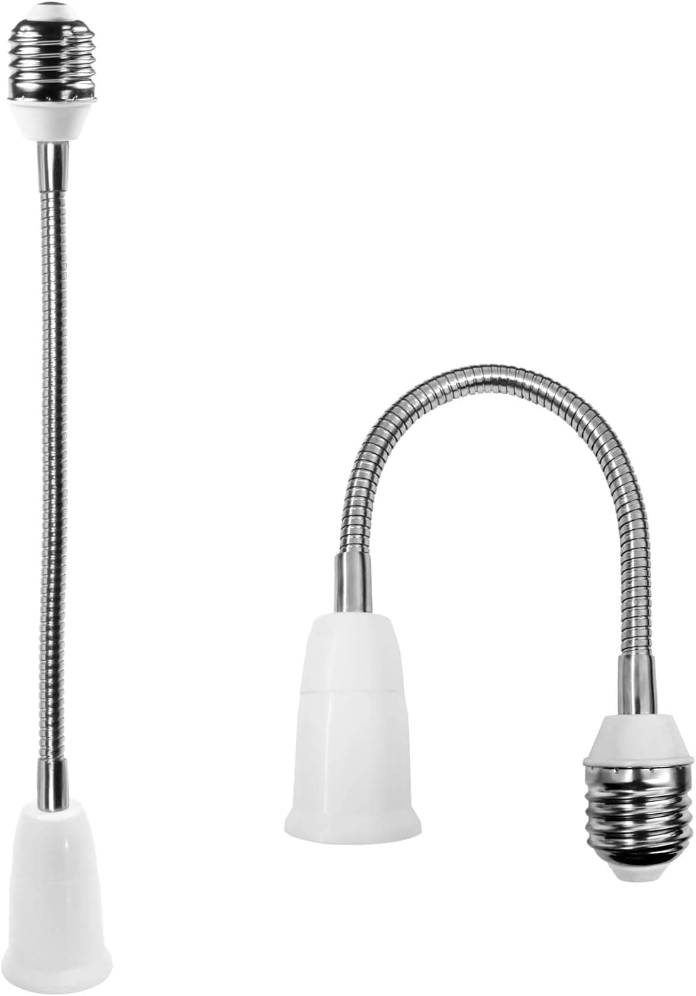 CliCli 2-Pack E26/E27 to E26/E27 Bulb Socket Extender, 27.5 CM/10.8 Inch Light Bulb Extension, Bendable Standard Medium E26 Screw Base Extender Adapter