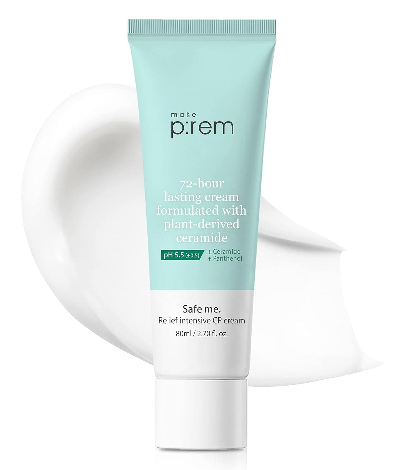 MAKEPREM Safe me. Relief Intensive CP Cream 2.70 Fl. Oz - Made with Ceramide and Panthenol to Moisturize, Soothe, and Calm Skin - Artificial Fragrance Free, Low Irritation, Highly Moisturizing
