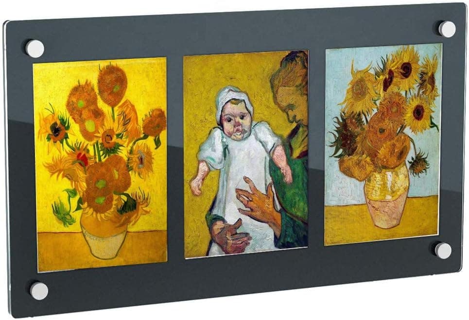 RY DISPLAY Acrylic Collage Picture Frame (Black, 3 Opening 4x6)