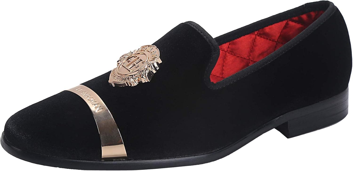 ELANROMAN Men's Velvet Loafers Dress Fashion Wedding Party Prom Shoes