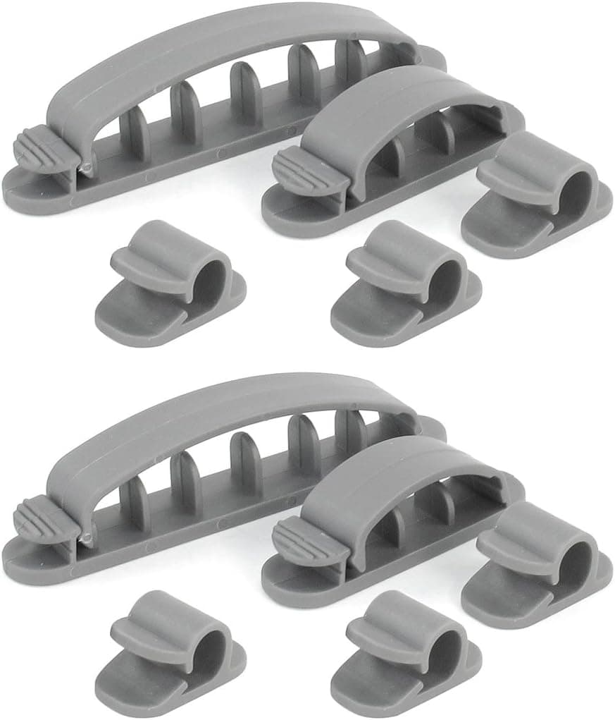 Uxcell Plastic Computer Networking Wire Cable Clip Organizer, 10 in 1, Grey