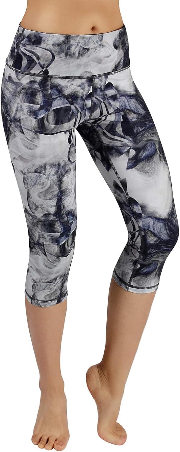 ODODOS Women's High Waisted Pattern Capris, Tummy Control, Workout Yoga Capris with Hidden Pocket,Crosstalk,XX-Large