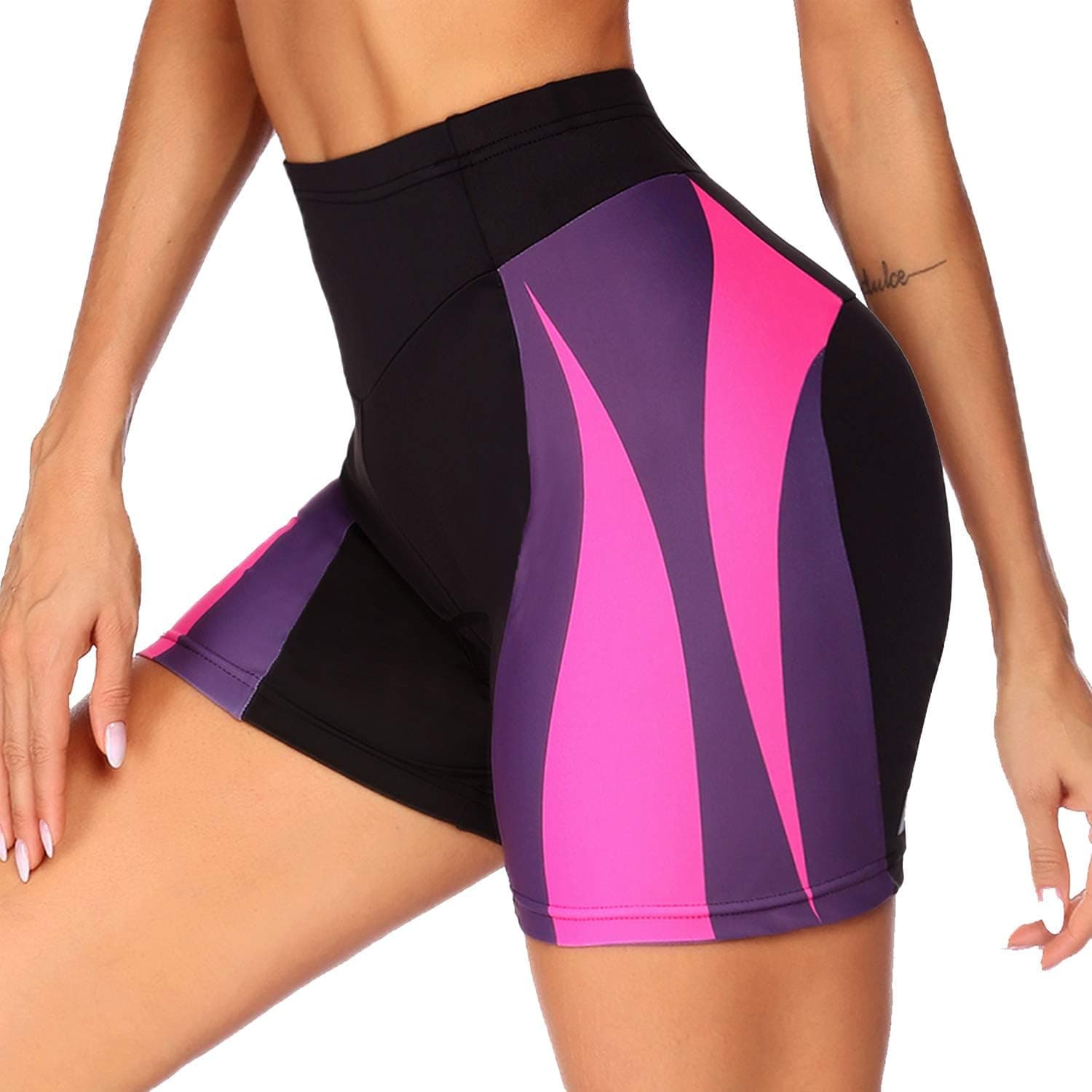 COOrun Womens Bike Shorts 3D Gel Padded High Wide Waistband Cycling Shorts Biking Bicycle Pants (S-XXL)