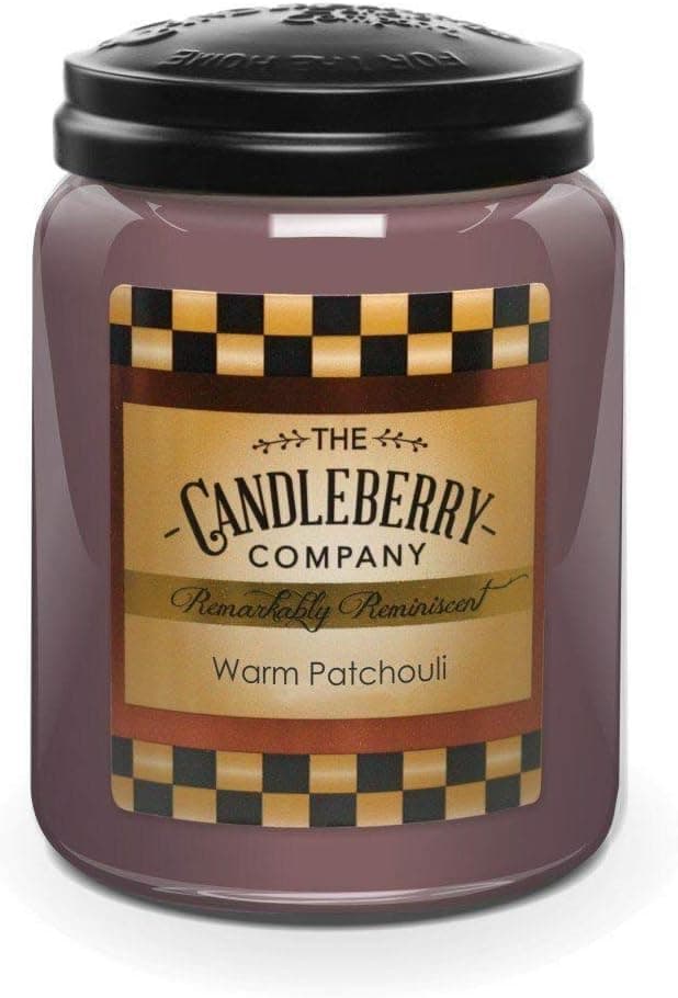 Candleberry Candles | Warm Patchouli | Relaxing Aromatherapy Candles | Hand Poured in The USA | Highly Scented & Long Lasting | Large Jar 26 oz.