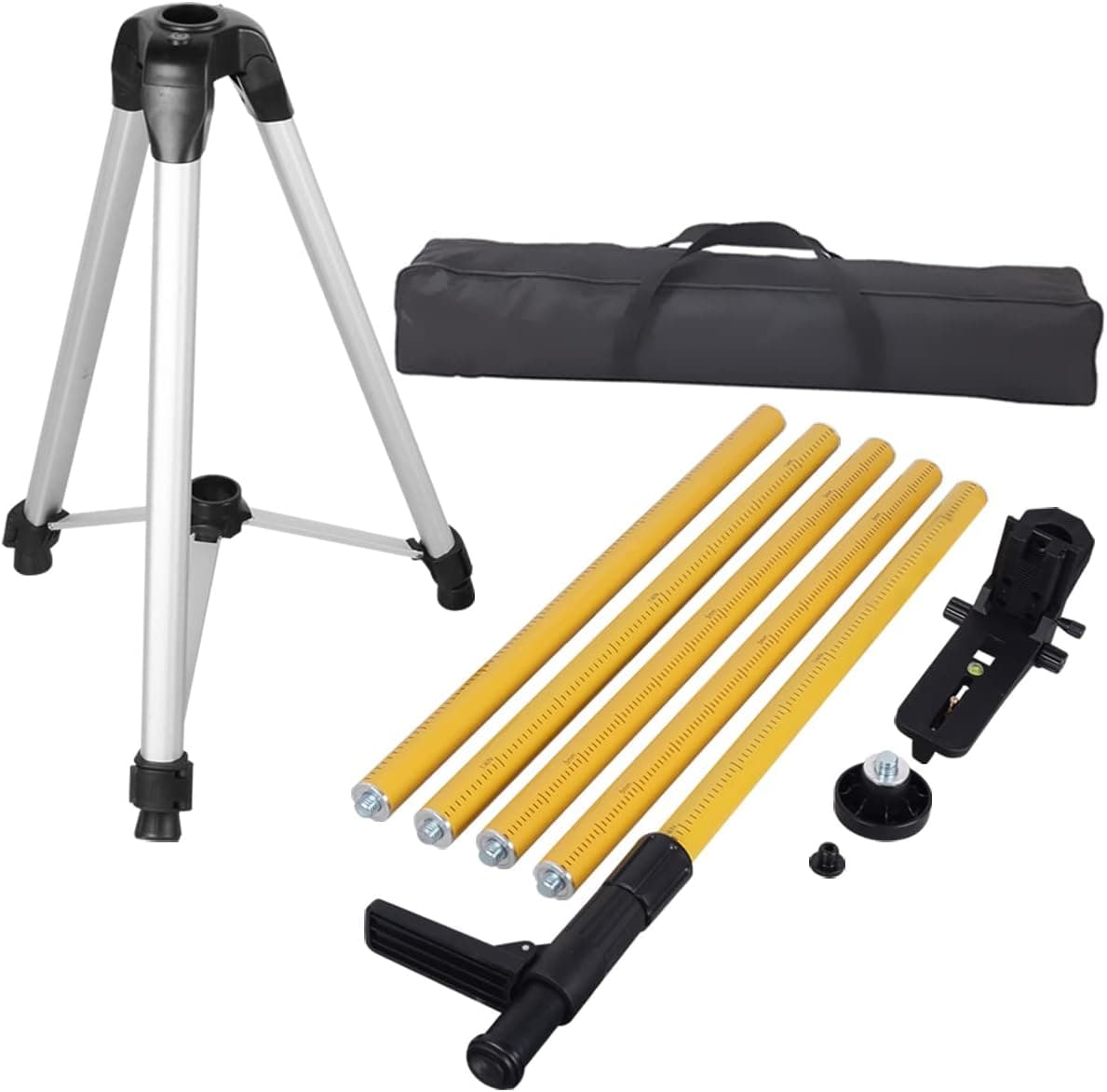 Takamine 12Ft./3.7m Telescoping Pole with Adjustable Laser Level Tripod, 1/4-Inch by 20-Inch Laser Pole Mount for Rotating Laser Levels Includes 5/8"-11 Adapter Nut