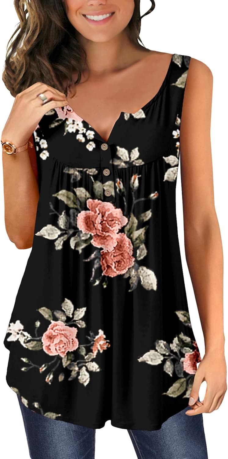 MODARANI Fit and Flare Shirts for Women Casual Fahion Ladies Flowy Tunic Tops Comfy Cute Summer Top
