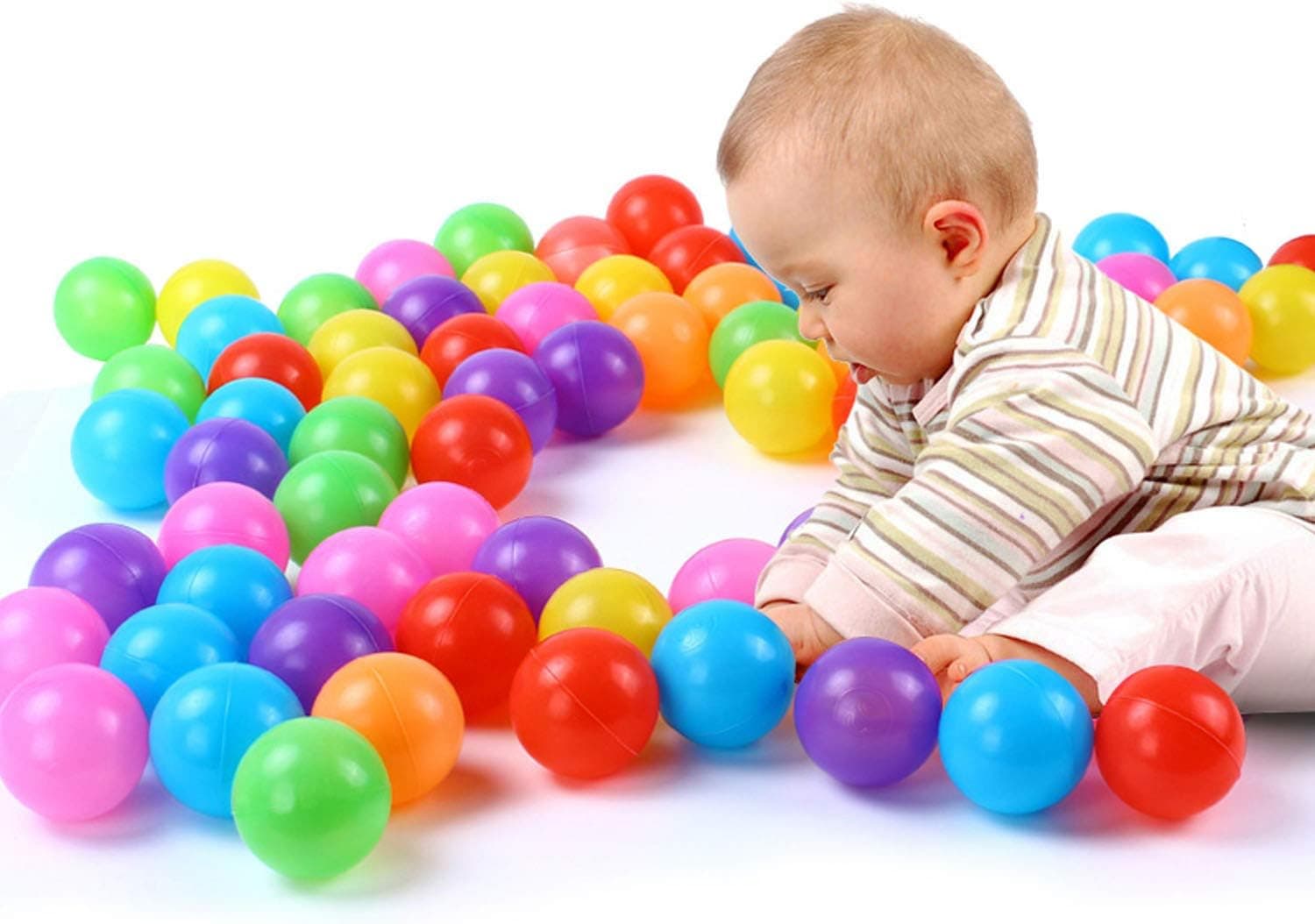 Yiba Made Baby Balls 100 Pack with Non Toxic Pit Balls Color Plastic Balls for Kids Toddlers with Phthalate Free BPA Free Crush-Proof