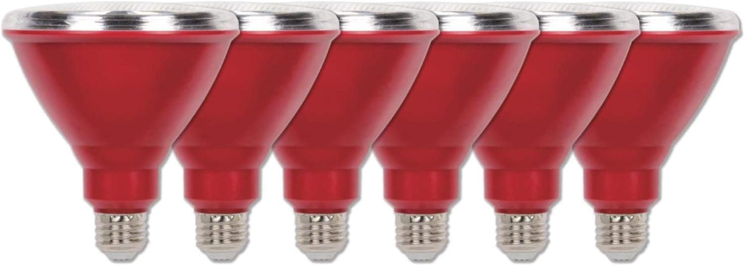 Westinghouse Lighting 3314720 100-Watt Equivalent PAR38 Flood Red Outdoor Weatherproof LED Light Bulb with Medium Base (6 Pack), 6 Count (Pack of 1)