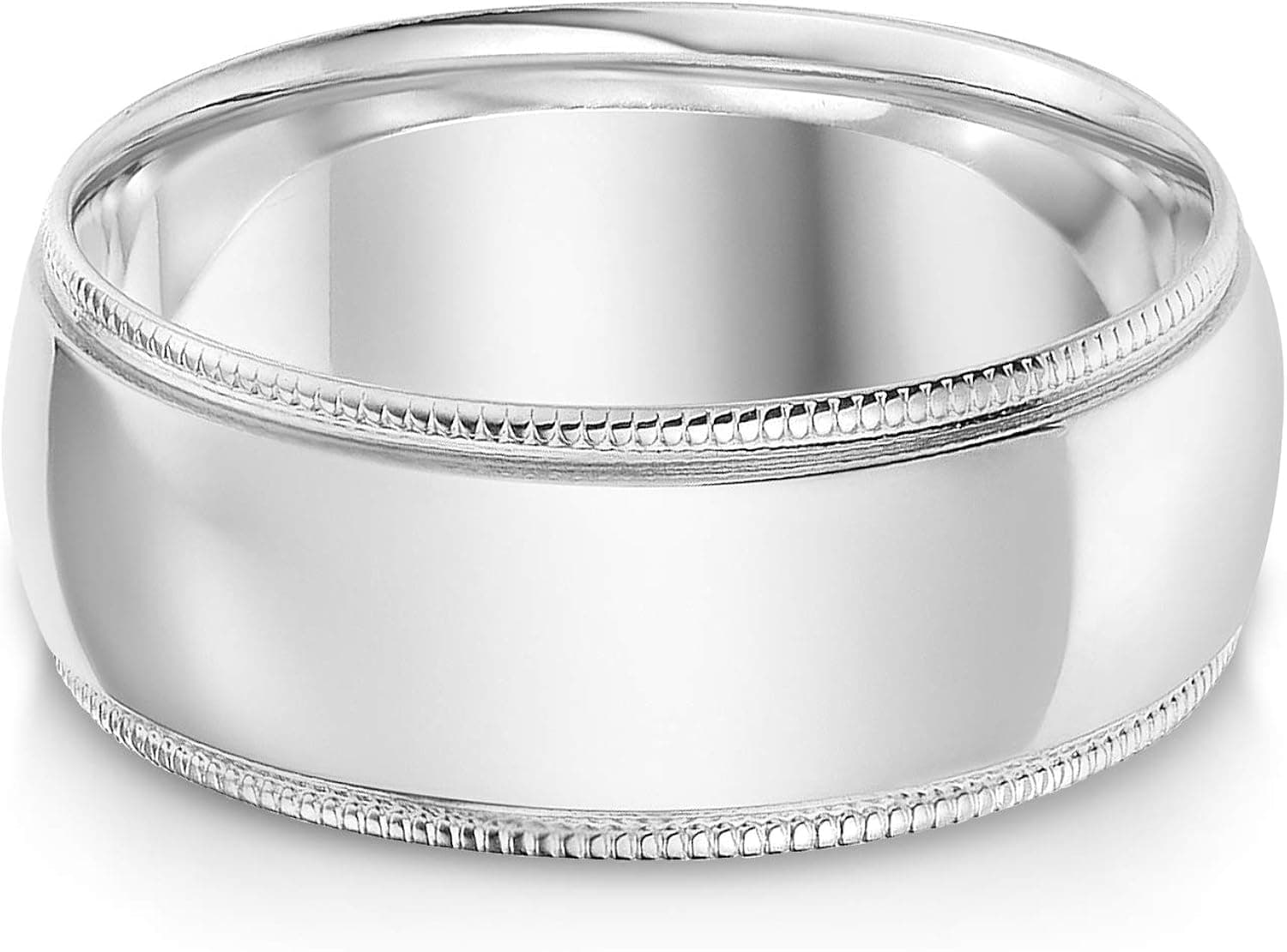Ioka - 14k Solid Yellow OR White Gold 8mm Standard Classic Fit Milgrain Traditional Wedding Band Ring