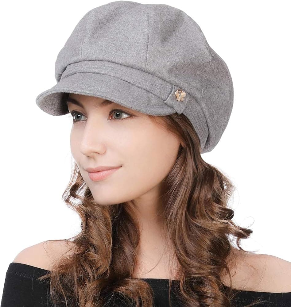Jeff & Aimy Women's Newsboy Soft Velvet Baker Boy Cap Winter Hats Cabbie Beret Cloche Casual Hat