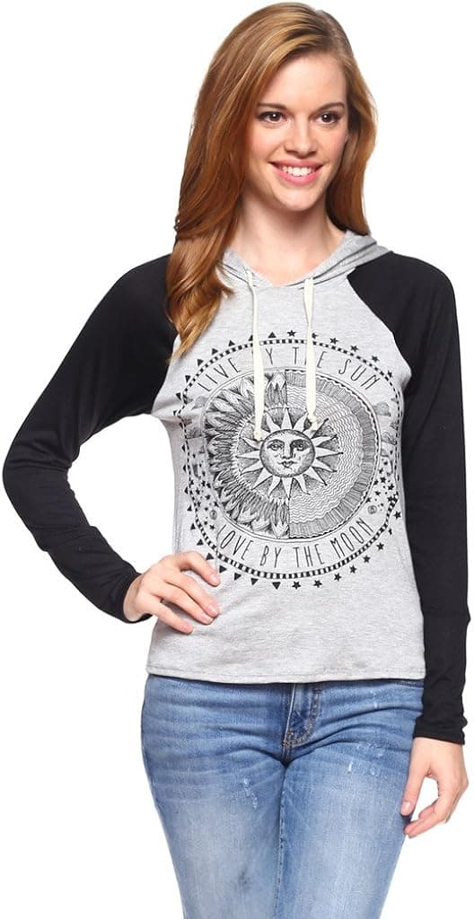 Nella Fantasia Womens Long Sleeve Graphic Print Shirt w/Hoodie