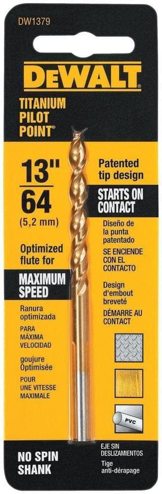 Dewalt 13/64" Titanium Pilot Point Drill Bit DW1379