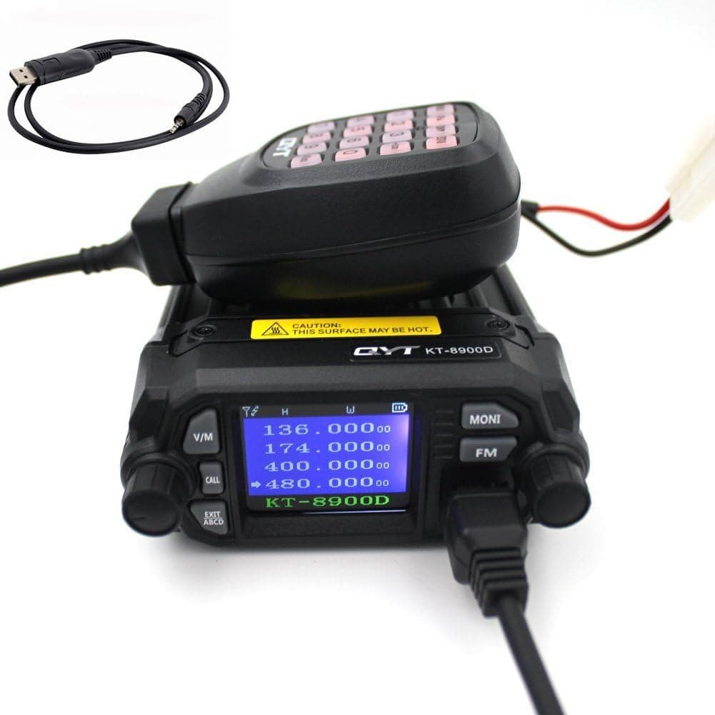 Mini Car Radio QYT KT-8900D Dual Band Quad Dsiplay 25W Mobile Transicever KT8900D with Programming Cable