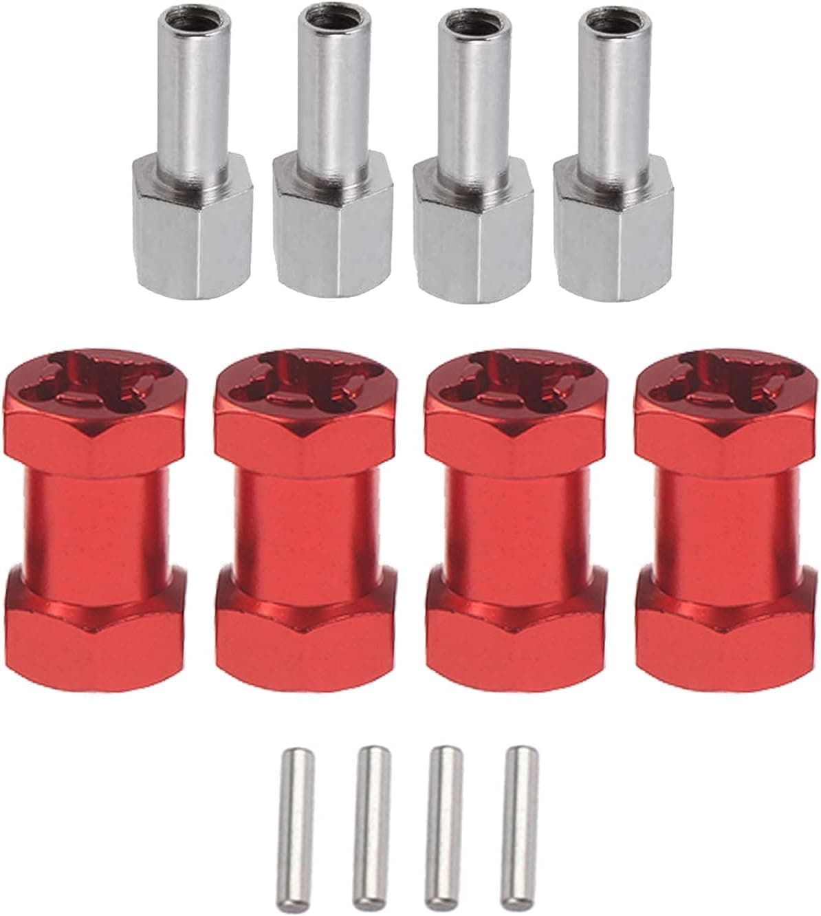 4Pcs RC Wheel Spacers 12mm Wheel Hex Hub 20mm Extension Adapter for 1/10 RC Crawler Axial Scx10 90046 D90 Redcat RC Hex Drive Adapter Combiner Coupler (Red,20mm)