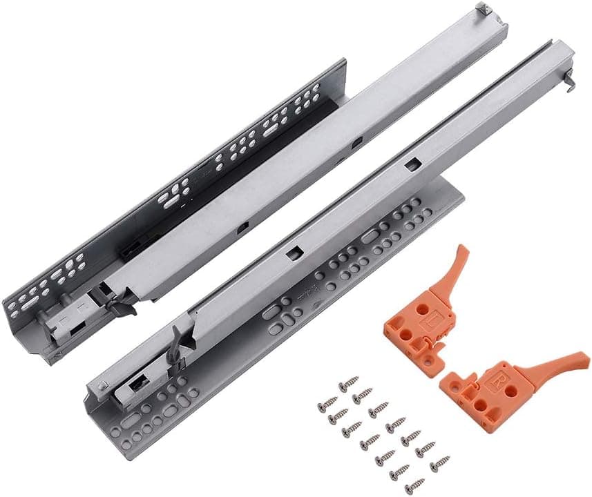 VESLA HOME 1 Pair 22 Inch Metal Full Extension Soft Close Ball Bearing Cabinet Drawer Slides,100 LB Capacity Bottom/Under Mount Slow Close Drawer Hardware Slide,Available in 18" 20" 22" Lengths.