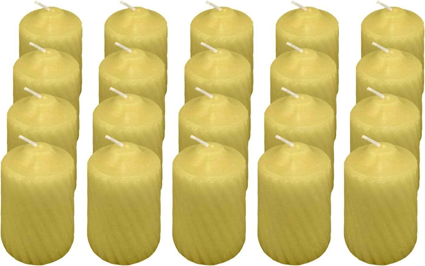15 Hour Scented Votive Candles 20 Candles Per Box with Sculpted Style Finish Including The Booklet"Factoids Trivia & Safety Guidelines" (Yellow/Lemon Scent)