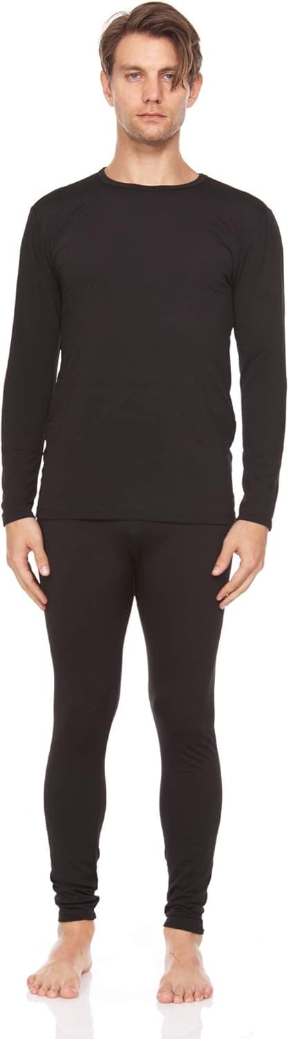 Sutton Place Mens Fleece Knitted Thermal Underwear Set (Black, X Large)
