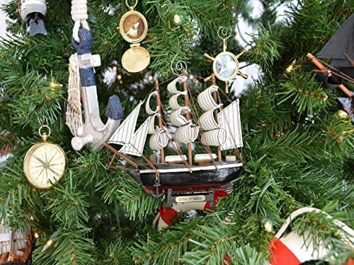 Hampton Nautical Star of India Model Ship Christmas Tree Ornament - Nautical Christmas Tree Decoration