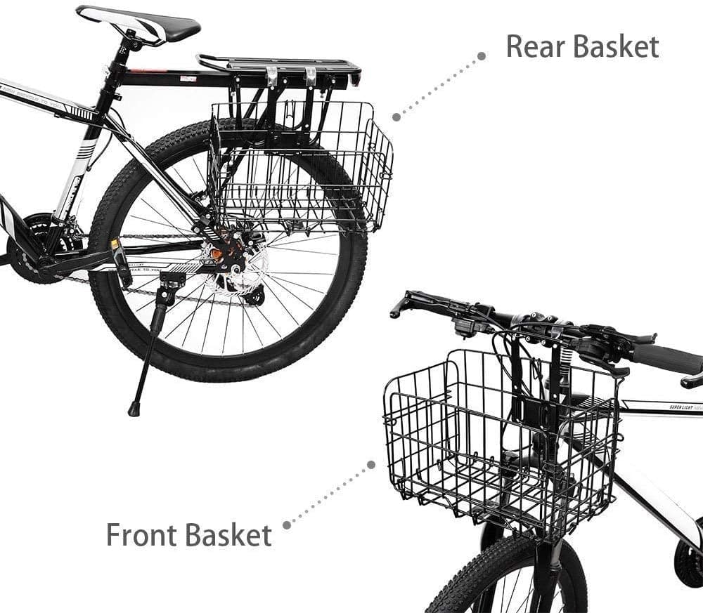 HOMEE Folding Rear Bike Basket Wire Mesh Fold-Up Detchable Front Bag Rear Hanging Bike Basket Bicycle Bag Cargo Rack for Mountain Bike Accessories Bike Frame Basket 1 Pack