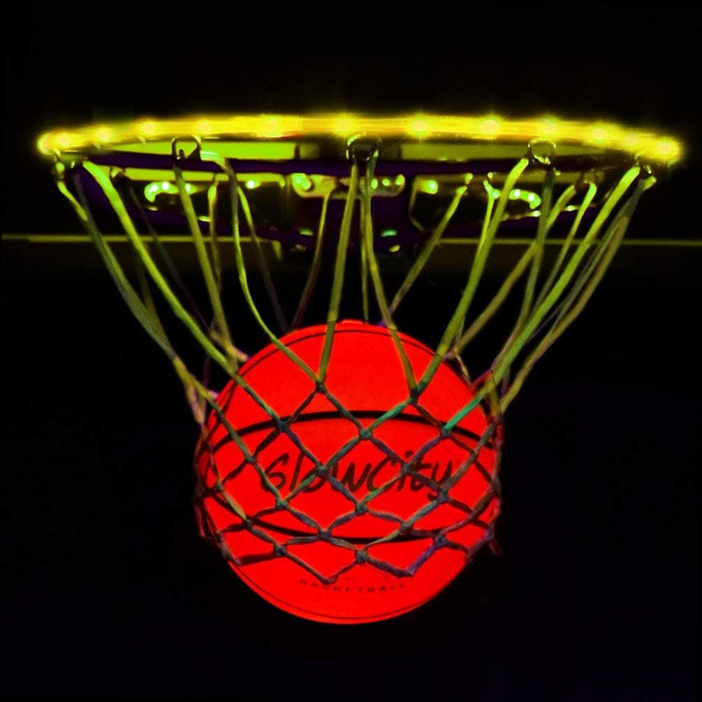 GlowCity Light Up LED Rim Kit with LED Basketball Included - Yellow, Size 7 Basketball (Official Size)