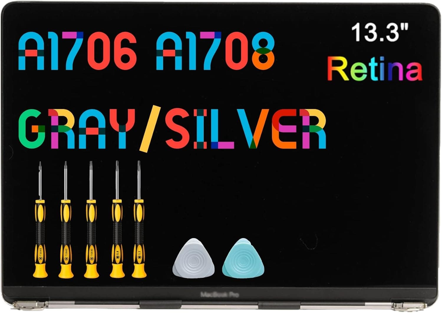 seven puppy Replacement Screen 13.3" for MacBook Pro Retina A1706 A1708 2560x1600 Late 2016 Mid 2017 EMC 3071 EMC 3163 EMC 3164 Full LCD LED Screen Assembly Display MLH12 MNQF2 MPXV2LL/A (Silver)