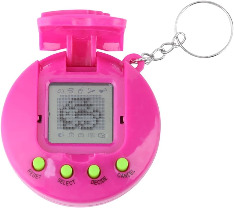 Yosoo Virtual Pets Keychain Electronic Digital Pet Game Keyring Children Baby Electronic Toys Nostalgic Virtual Digital Pet Retro Handheld Game Machine(Rose Red)