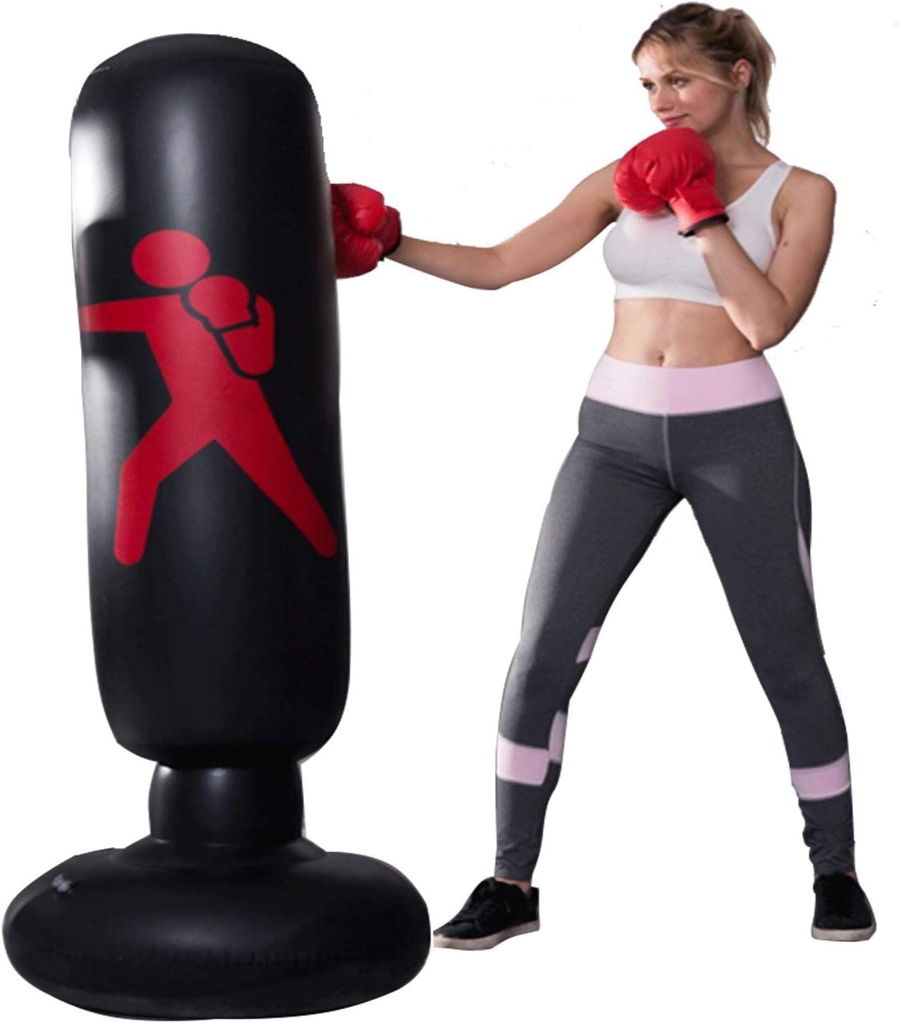 VCGREE Inflatable Punching Bag 63inch Free Standing Boxing Bag for Kids Adults Home Practice Training Fitness Tumbler Sandbags Focus Bag