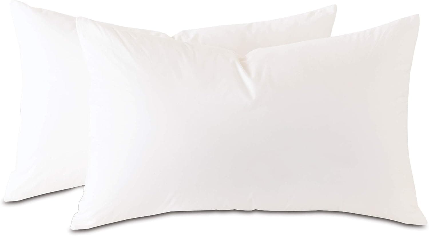 15x21 Luxury Hypoallergenic 50/50 Fluffy Feather Poly Mix Rectangular Pillow Insert, 100% Cambric Cotton Shell, Never Vacuum-Packed, Odorless, Made in USA, Set of 2