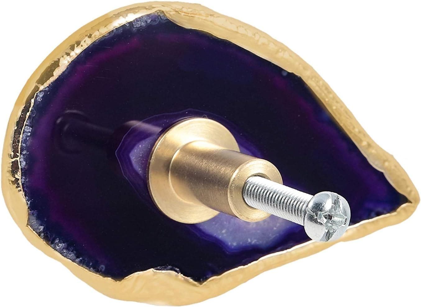 Yatming 2 PCS Agate Slices Drawer Knobs with Gold Plated, Geode Stone Handle Pulls for Cabinet Decor