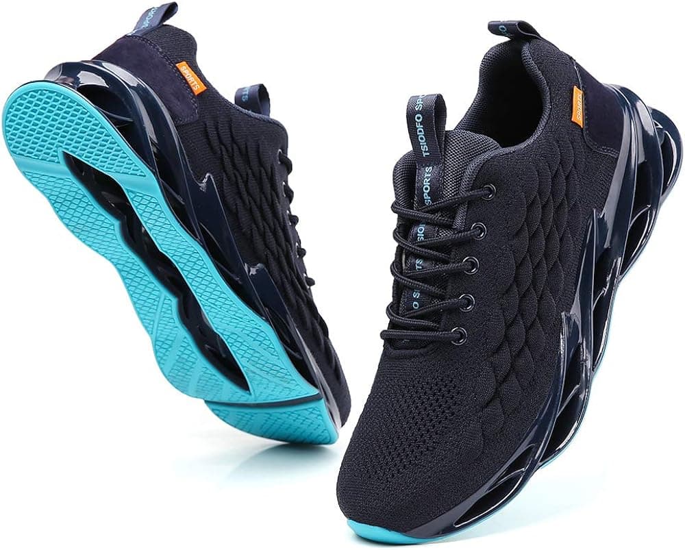 Ezkrwxn Sneakers for Men Running Shoes Athletic Tennis Walking Shoes Fashion Sneaker mesh Breathable Navy Blue Size 8.5