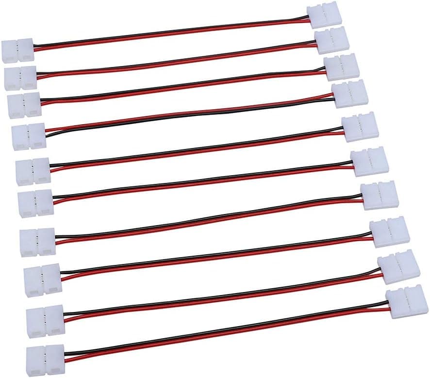 HOPLUX LED Strip Connector 2 Pin,flexible led light strip connector 8mm,led strip wire connector Single Color 8mm 2Pin,Strip to Strip Any Angle LED Connector Compatible with SMD 3528 LED Strip Lights
