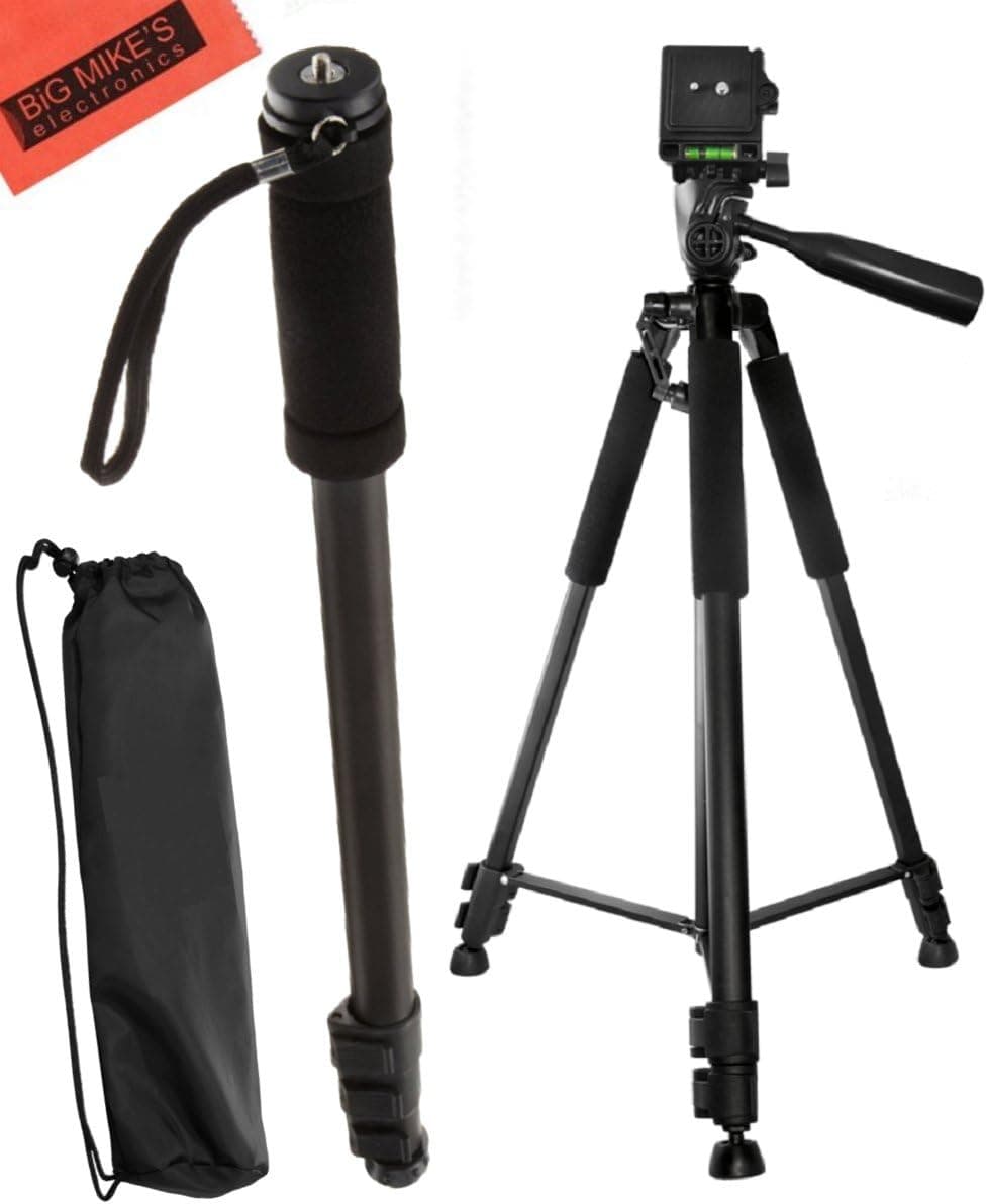 Deluxe 57-inch Professional Camera Tripod and 72 Inch Monopod for Canon Digital EOS Rebel SL1, T1i, T2i, T3, T3i, T4i, T5, T5i, T6i, T6s, EOS 60D, EOS 70D, 50D, 40D, 30D, EOS 5D, EOS 5Ds, EOS 5D Mark