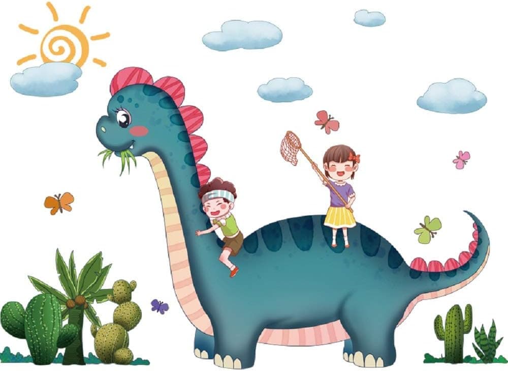 Amaonm Creative Removable Animals Party Wall Decoration Art Decor Dinosaur Clouds Sun Wall Decals Wild Animal Wall Sticker for Kids Baby Boys Bedroom Nursery Living Room Classroom Nursery Playroom