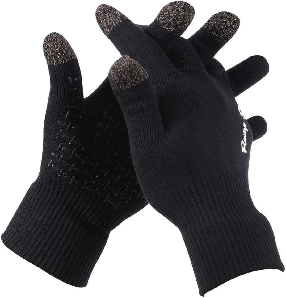RANDY SUN Waterproof Outdoor Gloves, Premium Cycling Gardening Nylon Windproof Fasion Gloves-Black, Medium