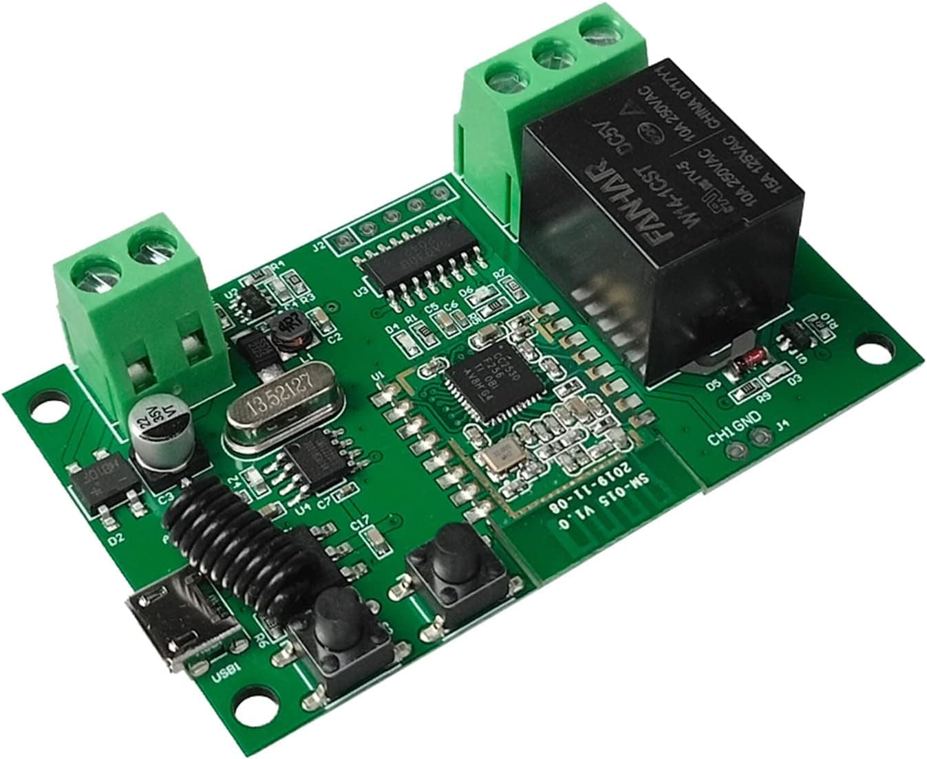 ZigBee WiFi Relay Switch 12V - Tuya APP Smart Remote Control and 433Mhz RF Receiver, Selflock and Momentary Working Mode,Works with SmartThings,Philips Hue, Alexa, Google Home (ZigBee Hub Required)