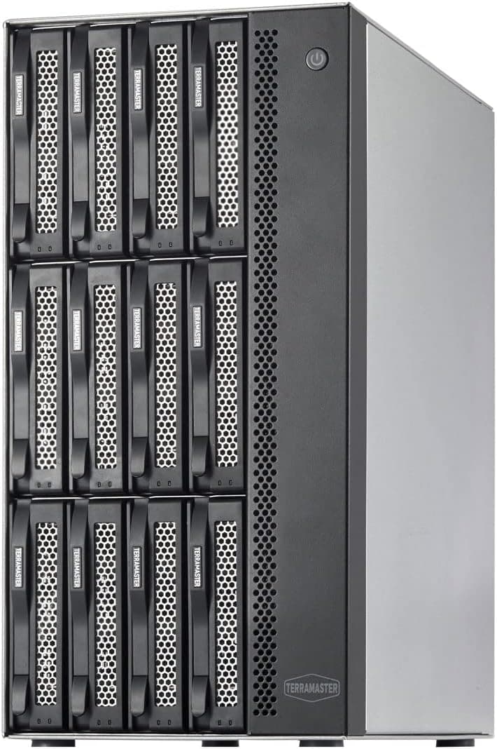TERRAMASTER T12-450 12Bay NAS Storage - High Speed Network Attached Storage with Atom C3558R Quad-core CPU, 8GB DDR4 Memory, Dual SFP+ 10GbE Interfaces, Dual 2.5GbE Ports, NAS Server (Diskless)