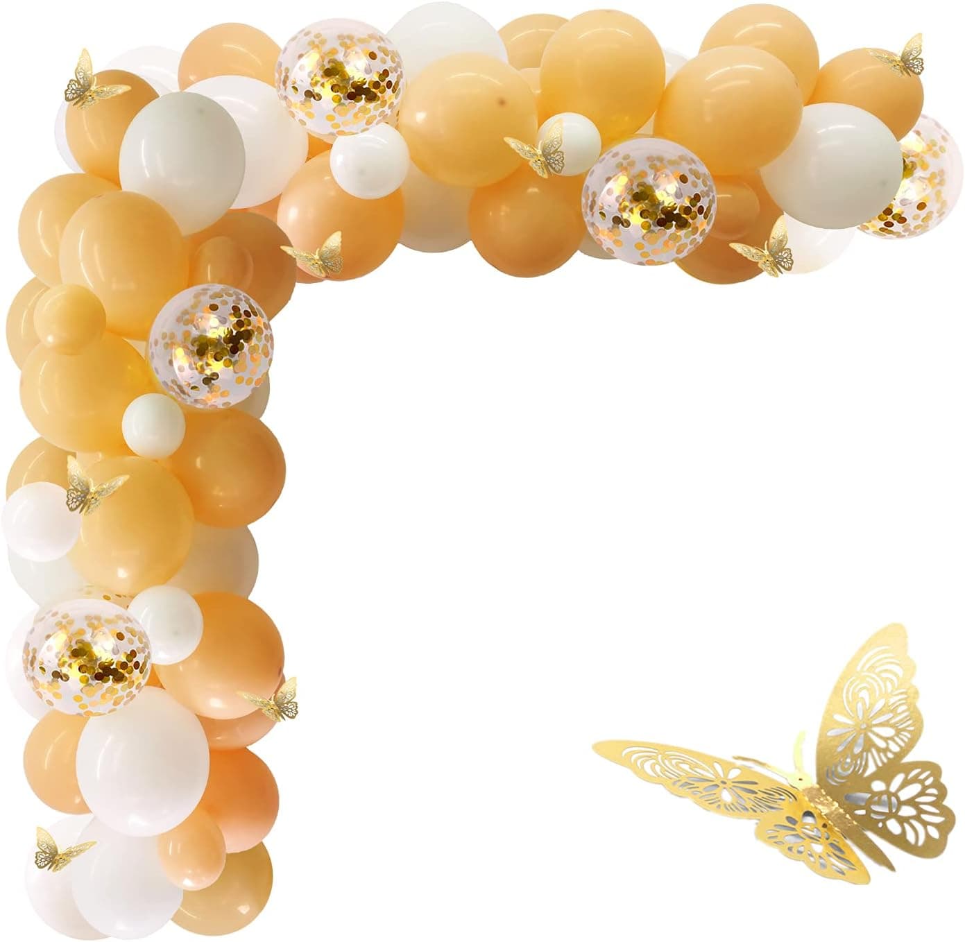 Peach Balloon Garland - 122pcs Blush and White Balloon Arch Garland Kit with Gold Butterfly, Blush Balloons Ivory White Balloons Garland for Bridal Shower Birthday Wedding Engagement Party