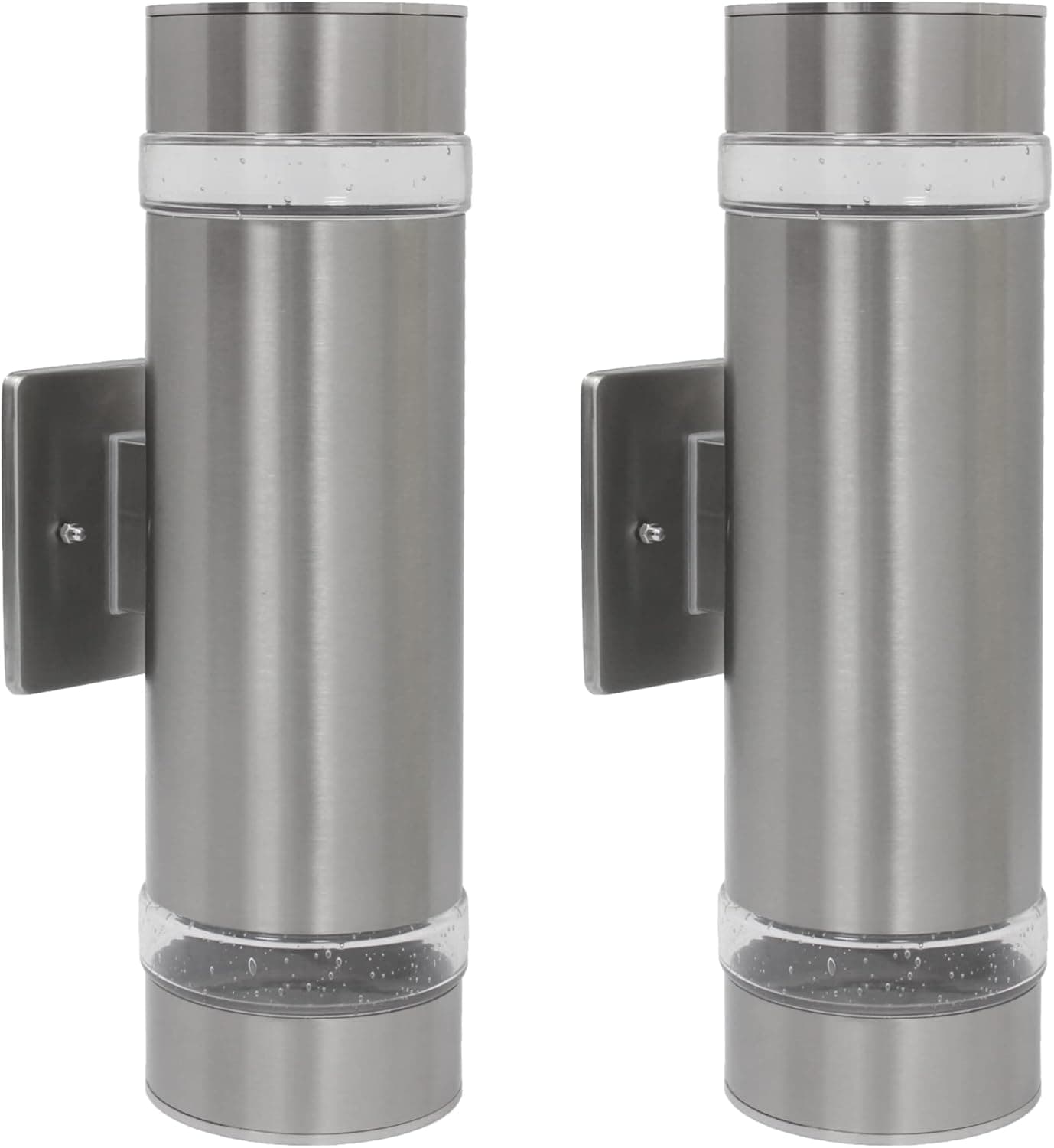 XIANG XING LIGHTING Outdoor Wall Light, 668ASS, Waterproof Wall Sconce, Rust & All Weather Resistant, ETL Listed, Brushed Nickel Finish, 2 x E26 Socket Up & Down Wall Lamp, 2-Pack