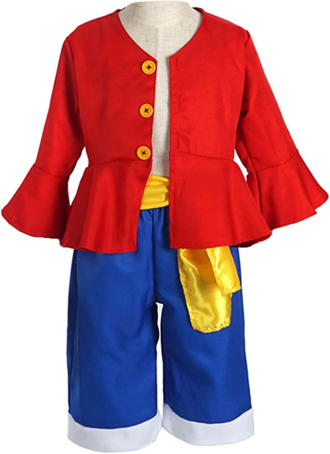 BAKUGOU ONE PIECE Monkey D Luffy Costume Kids Luffy Red Shirt Cosplay Wano Outfits Dress Up for Halloween Comic Con