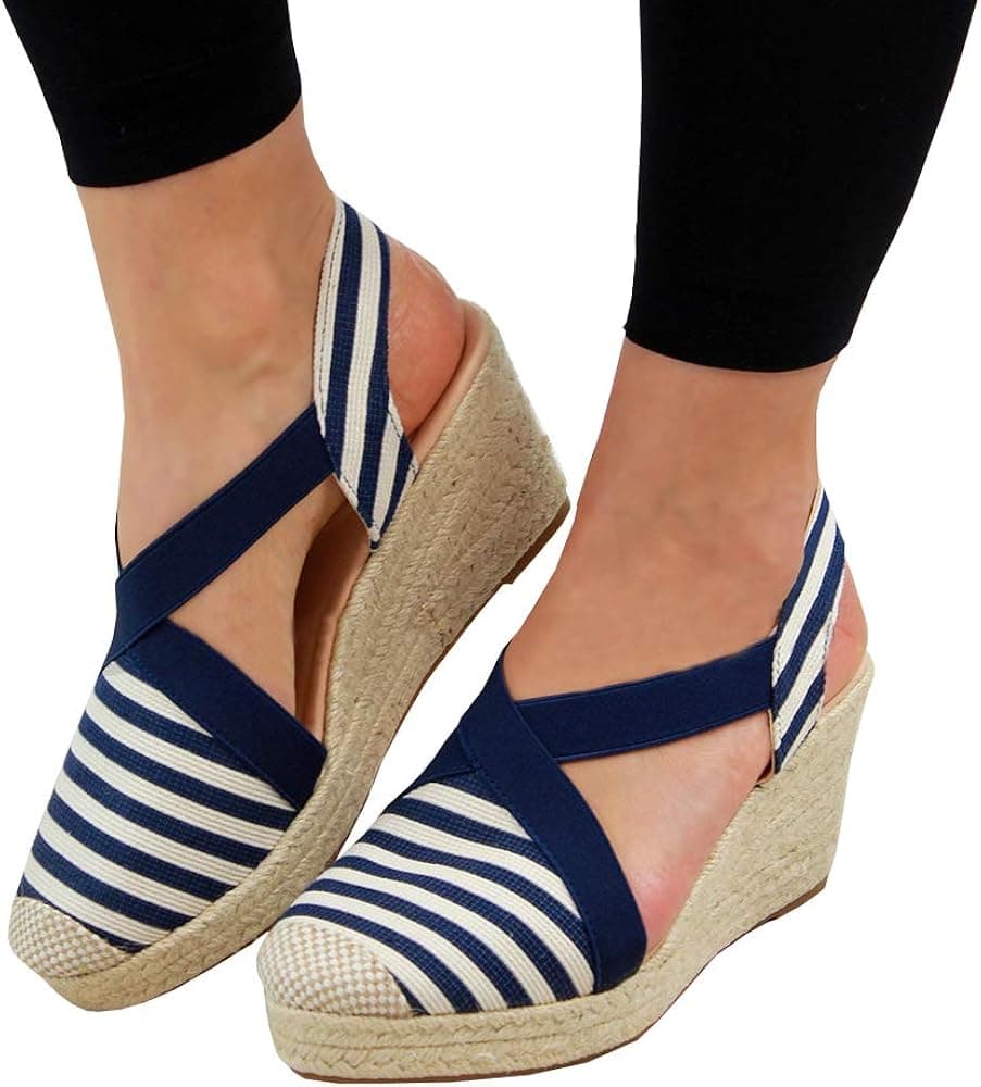 LAICIGO Womens Platform Wedge Espadrille Heel Round Toe Slingback D'Orsay Sandals