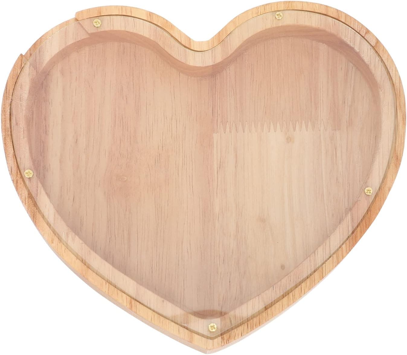 Kisangel Wooden Piggy Bank Heart Shaped Coin Bank Wooden Money Box Frame Wood Toys Money Saving Bank for Mothers Day Birthday Gift,Brown