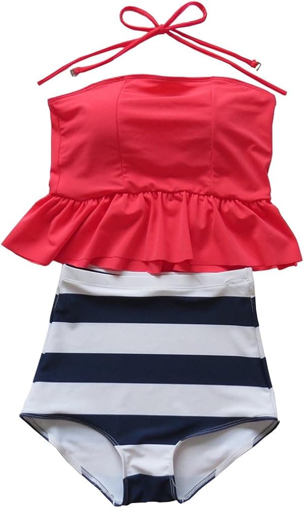 Swimwear Tragarse?SwimSuit For Big Girls Two-Piece High Waist Tankini Swimsuit