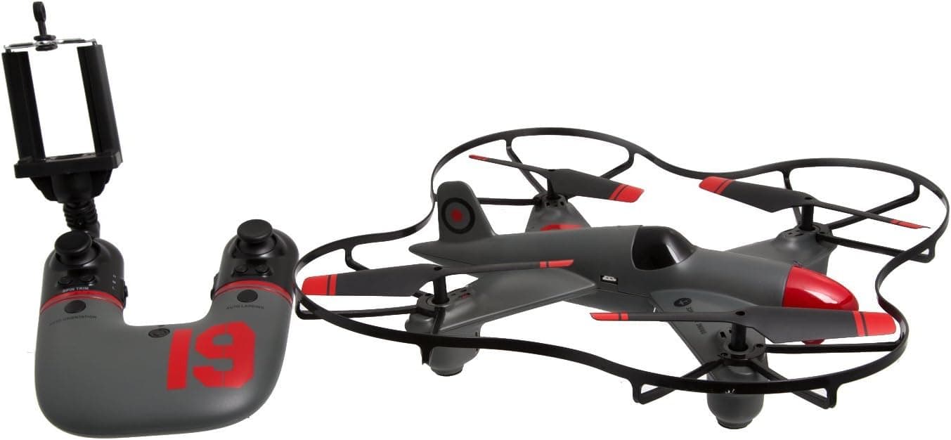 FAO Schwarz 1004004 Live Video Streaming Coventry Aviation 10" Drone, Grey/Red