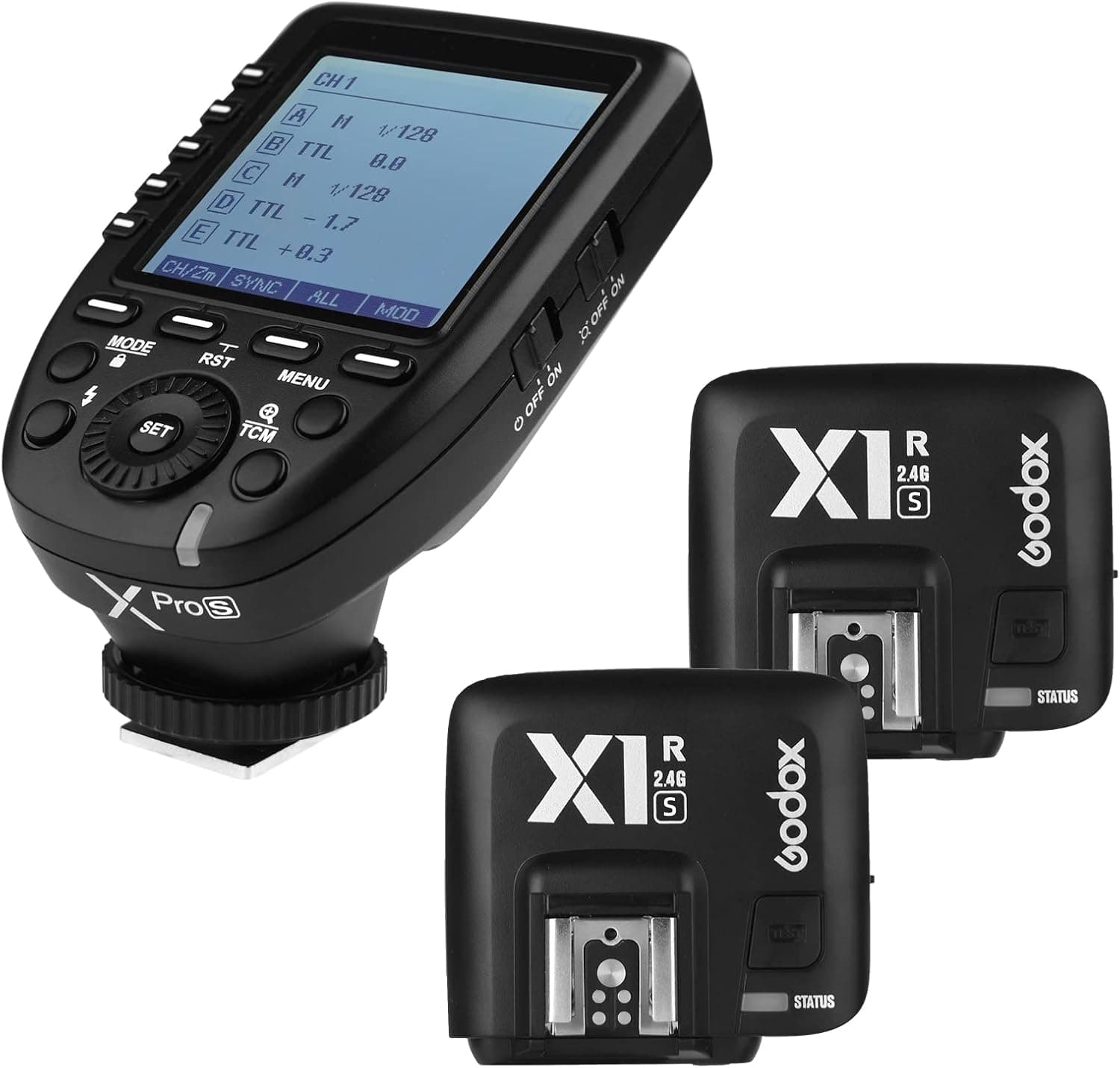Godox Xpro-S 2.4G X System TTL Wireless Flash Trigger Transmitter & 2 x Godox X1R-S Controller Receiver Compatible for Sony Flash