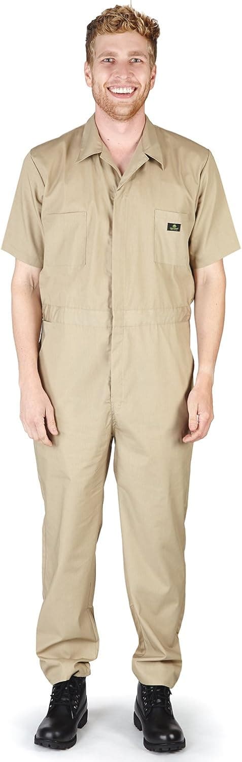 NATURAL WORKWEAR - Mens Short Sleeve Basic Blended Work Coverall Includes Big & Tall Sizes - Order 1 Size Bigger